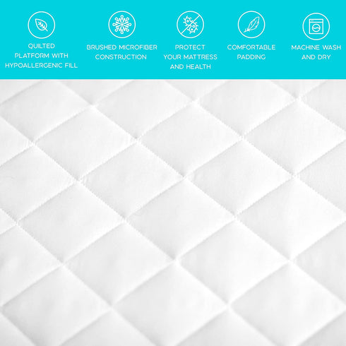 Full Mattress Pad Cover Fitted - Full Bed Mattress Cover Size 54x75 inches Stretches to 16 Deep Pocket- Fitted Quilted Sheet for Full Mattress , White