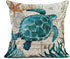 Emvency Set of 4 Throw Pillow Covers Blue Ocean Theme Nautical Coastal Octopus Hippocampus Turtle Whale Mediterranean Style Decorative Pillow Cases Home Decor Square 18x18 Inches Pillowcases