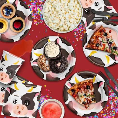 Birthday Party Supplies Set Plates Napkins Cups Tableware Kit for 16 €¦ (Cow)