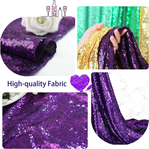 Sequin Tablecloth 60x102inch Sparkly Table Cloth Purple Table Cover Overlay for Wedding Birthday Halloween Party Wedding Decorations Purple