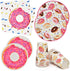 Donuts Party Supplies Tableware Set 24 9" Dinner Plates 24 7" Dessert Plate 24 9 Oz. Cups 50 Lunch Napkins for Doughnut Sprinkle Hanukkah Baby Shower Birthday Theme Disposable Paper Goods Decorations