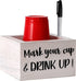 Solo Cup Holder with Marker Slot Wooden Mark Your Cup and Drink Up Cup Holder Party Cup Organizer 2 Sides Designs Farmhouse Bar Party Decor Housewarming Hostess Bridal Couples Gift for Kitchen