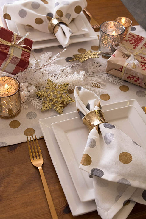 DII Decorative Buffet Basics Napkin Ring Set, Hammered Gold, 12 Piece