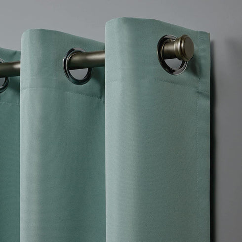 Nicole Miller Canvas Indoor/Outdoor Grommet Top Curtain Panel Pair, 54"x108", Spa