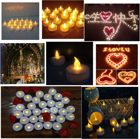 YIWER Tea Lights LED Tea Light Candles 150 Hours Pack of 50 Realistic Flickering Bulb Battery Operated Tea Lights for Seasonal Festival Celebration Electric Fake Candle in Warm Yellow