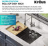 Kraus KRM-11BL Multipurpose Over Sink Roll-Up Dish Drying Rack, Matte Black,16 7/8 in. x 12 in.