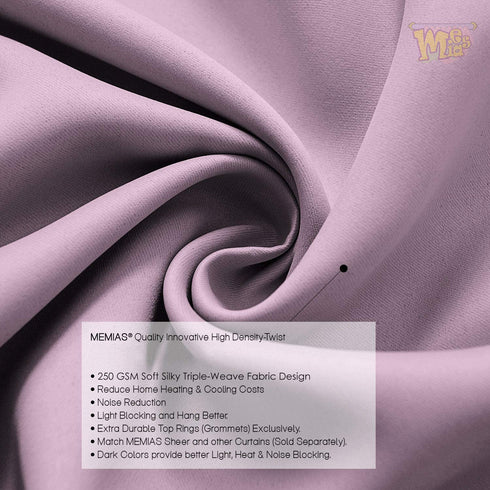 MEMIAS Premium 2 Panels Blackout Microfiber Noise Reducing Thermal Insulated Grommet Window Room Darkening Curtains for Living, Bedroom, Kids Room, Each Panel, 52" W x 95" L, Purple
