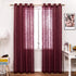 AmHoo 2 Panels Linen Sheer Curtains Premium Heavy Semi Draperies with Grommet Top Drapes Voile Panels Window Treatment for Living Bedroom Room Burgundy 52 x 95 Inch