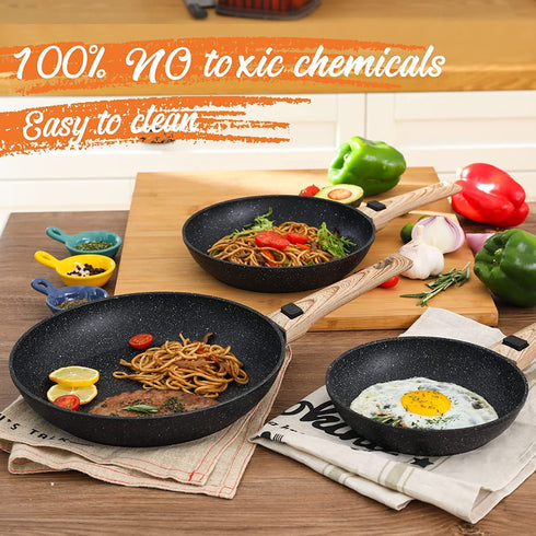 DRICKATE Nonstick Frying Pan, 11Inch Skillet Egg Omelet Pan with Detachable Handle, Induction Compatible With Nonstick Marble Coating, 100% APEO&PFOA-Free