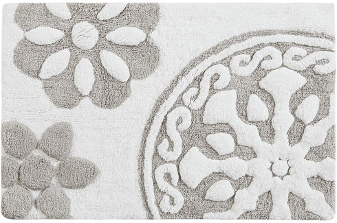 Madison Park Casablanca 100% Cotton Tufted Bathroom Rugs Luxurious Plush Medallion Floral Pattern Bath Mat Absorbent, Quick Dry, Spa Design Shower Room D©cor, Rectangle 20" x 30", Taupe