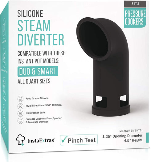 Silicone Steam Release Diverter Accessory - Compatible With Instant Pot DUO, DUO Plus, Nova Plus, Smart, Fits Mini, 3-Qt 5-Qt 6-Qt 8-Qt IP - Cover Pressure Valve To Vent Instapot Steam (Black)