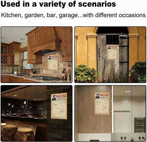 Retro Poster Tin Sign, NCIS-Gibbs-Rule Printed Canvas Decoration! Funny Family Cafe Kitchen Bathroom Man Cave Wall Decoration 12x16 Inch