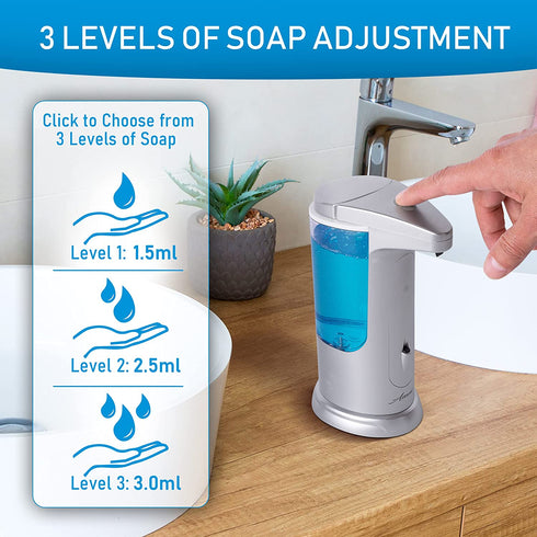 Automatic Touchless Soap Dispenser, Soap Dispenser for Bathroom, Kitchen, Equipped with Infrared Motion Sensor Suitable for Hand Soap, Dish Soap, Sanitizer