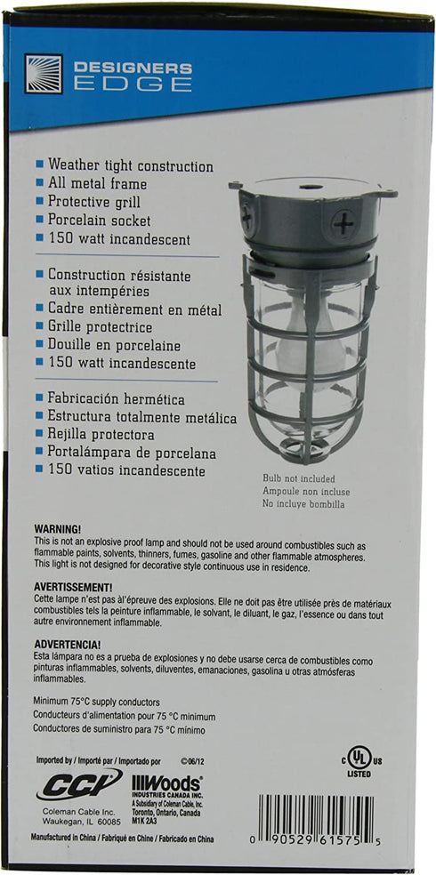 Woods L1706 Vandal Resistant Security Light With Ceiling Mount (150W Incandescent Bulb, Silver)
