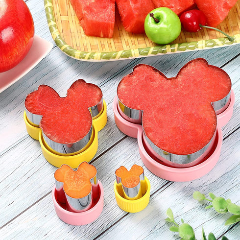 Elfkitwang Mickey and Minnie Themed Cookie Cutters Set ,Mickey Minnie Head Cartoons Shapes Cookie Cutter for Kids Sandwich Cakes Biscuits Vegetables Fruit Cutters Baking Mold(Assorted Sizes)