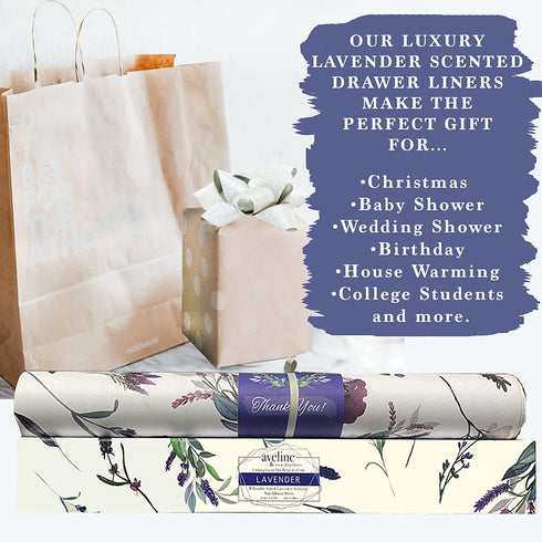 Lavender Scented Drawer Liners for Dresser 8 Sheets, Cabinet Liners for Shelves, Double-Sided Pattern Shelf Paper, Non Adhesive Shelf Liners, Drawer Liners for Bathroom, & Closets 16.5" X 22.8"
