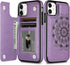 HianDier Wallet Case for iPhone 11 Slim Protective Case with Credit Card Slot Holder Flip Folio Soft PU Leather Magnetic Closure Cover for 2019 iPhone 11 iPhone XI, Mandala Purple