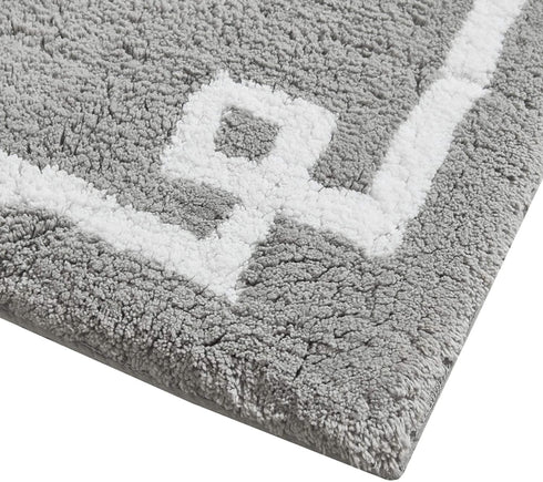 Evan Cotton Tufted Washable Bath Mat , Luxury Solid Bathroom Rugs , 20X30 inches , Grey