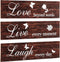 3 Pieces Rustic Wood Sign Wall Decor Live Love and Laugh Quote Sign Farmhouse Wall Mount Decoration for Home Office Wedding Kitchen and Living Room, 12 x 3 x 0.2 Inch (Brown)