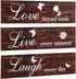 3 Pieces Rustic Wood Sign Wall Decor Live Love and Laugh Quote Sign Farmhouse Wall Mount Decoration for Home Office Wedding Kitchen and Living Room, 12 x 3 x 0.2 Inch (Brown)
