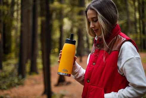 Hydrapeak Flow 32oz Insulated Water Bottle with Straw Lid | Double Wall Vacuum Insulated Stainless Steel Water Bottles, BPA-Free and Leak-Proof, Wide Mouth Flask with Bite Straw and Handle (Graphite)