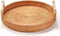Rattan Basket Trays, Round Wicker Tray with Wooden Handle, Wicker Baskets Tray Rattan Round Handmade, Woven Rattan Serving Boho Tray for Coffee Table Decor (9.4inch / 23.8cm)
