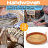 Rattan Basket Trays, Round Wicker Tray with Wooden Handle, Wicker Baskets Tray Rattan Round Handmade, Woven Rattan Serving Boho Tray for Coffee Table Decor (9.4inch / 23.8cm)
