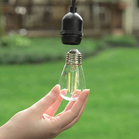 Mr Beams 2W S14 Bulb LED Weatherproof Outdoor String Lights, 24 feet, Black