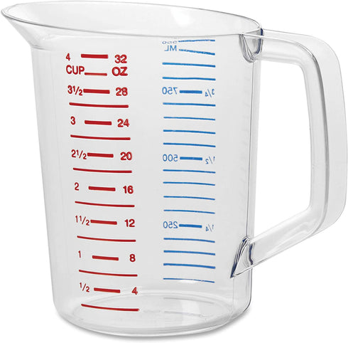 Rubbermaid Commercial Bouncer Measuring Cup, 1-Quart, Clear, FG321600CLR