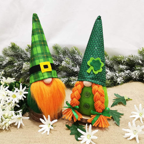 Medoore 2 Pack St. Patrick's Day Gnome Decorations, Irish Leprechaun Swedish Gnome Ornaments Green Irish Leprechaun Tomte Gnomes Doll Elf for Home Decoration