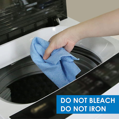 BUST-HOP Reusable Microfiber Wipes 12 by 12 Inches Cleaning Cloth Rags Softer Highly Absorbent Lint Free - Streak Free Wash Cloth for House Kitchen Car Window BLUE Pack of 50