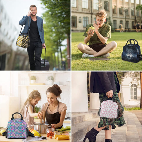 Insulated Lunch Bags for Women Men, Durable Reusable Lunch Box Container for Teens Boys Girls, Cooler Lunch Tote Bags with Adjustable Removable Shoulder Strap for Work Office Picnic Travel (Mermaid)
