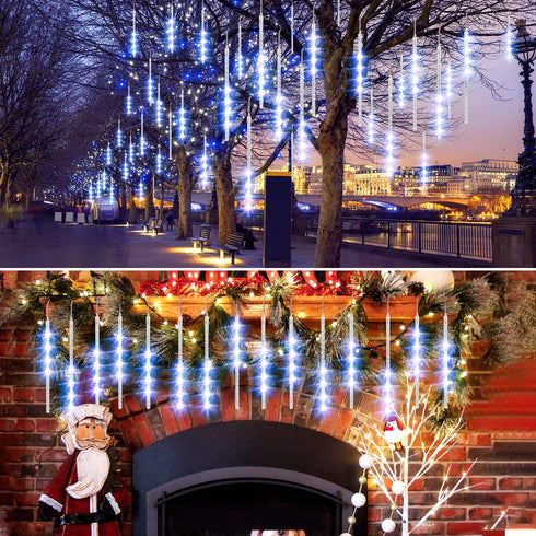 Allnice Meteor Shower Lights Falling Rain Lights Christmas Lights 30cm 8 Tube 192 LEDs Fairy String Lights for Halloween Christmas Wedding Tree Garden Home Outdoor Decoration (Blue)