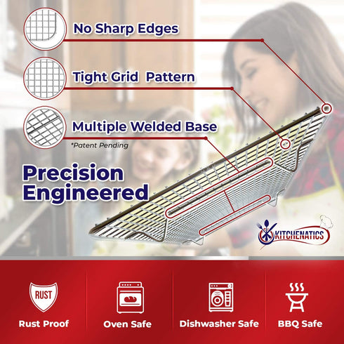 Half Sheet 100% Stainless Steel Roasting & Cooling Rack, Baking Rack fits Half Sheet Pan, Oven Rack for Cooking w/ Thick Wire Grid - Oven, Grill, & Dishwasher Safe Wire Racks, Patented 11.8" x 16.9"