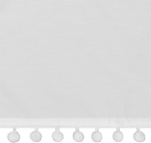 EASY FIT Pom Pom Elastic Wrap Around Bed Skirt, Easy On/Off Dust Ruffle (18-Inch Drop), Queen/King, White