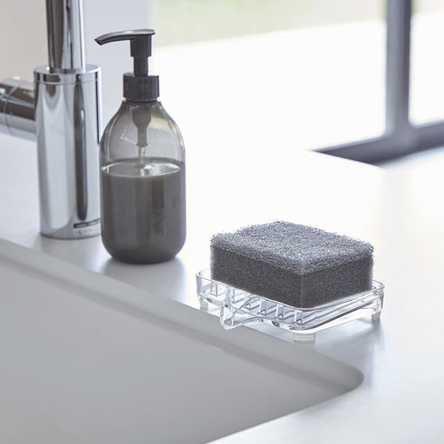 Yamazaki Home Spout Self-Draining Soap Tray-Sink Counter Holder Dish, One Size, Clear