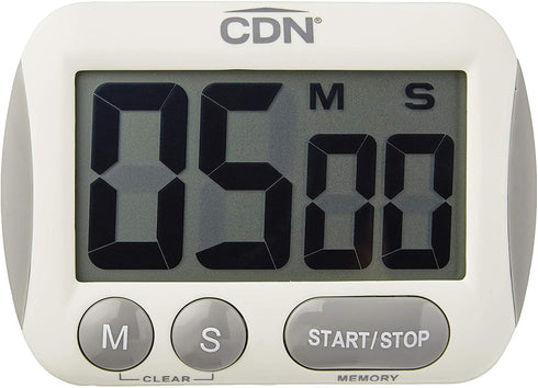 CDN TM15 Kitchen Timer, Extra Large Big Digits, Loud Alarm, Magnetic Backing, Stand- White -