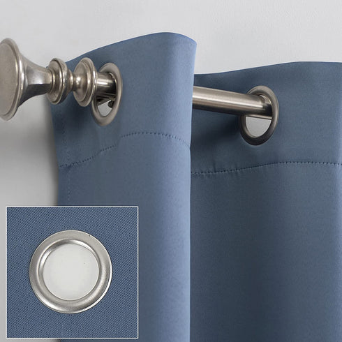 Sun Zero Soho 2-pack Blackout Energy Efficient Grommet Curtain Panel Pair, 54" x 84", Denim Blue