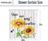 KOMLLEX Rustic Sunflower Shower Curtain 60Wx72H Inches Wooden Board Farmhouse You are My Sunshine Floral Spring Blooming Countryside Fabric Waterproof Polyester 12 Pack Plastic Hooks