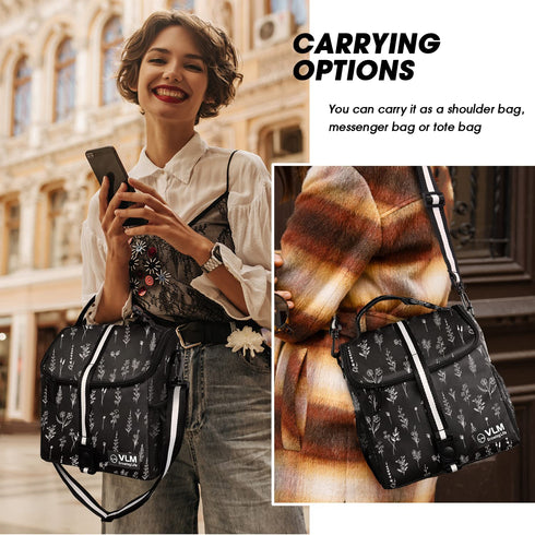 VLM Lunch Bags for Women,Leakproof Insulated Floral Lunch Box with Adjustable Shoulder Strap Reusable Zipper Cooler Tote Bag for Work,Picnic,Camping (Floral 2)