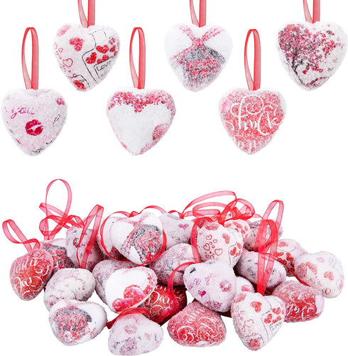 EBaokuup 30 Pieces Valentine Heart Shaped Hanging Ornaments, Sweet Romantic Heart Hanging Bauble Decorative Hanging Decor for Valentine's Day Wedding Anniversary