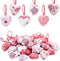 EBaokuup 30 Pieces Valentine Heart Shaped Hanging Ornaments, Sweet Romantic Heart Hanging Bauble Decorative Hanging Decor for Valentine's Day Wedding Anniversary