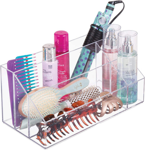 iDesign Clarity Cosmetic Palette Organizer for Vanity or Cabinet to Hold Makeup, Nail Polish, Cosmetic Accessories - 5 Compartments, Clear