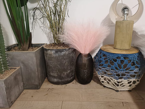 RIACHROW Faux Pampas Grass Decor Small (10Pcs 25 Inches) Artificial Pampas Grass Decor Fluffy for Home Wedding Decor Flower Arrangement and Vase Fillings (Pink)