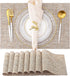 HGMO Placemats, Set of 8 Heat Resistant Stain Resistant Anti-Water Non-Slip Placemats for Dining Table, Washable Durable PVC Place Mats Weave Vinyl Table Mats(Caramel)