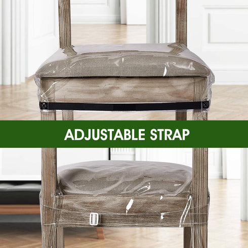 2 Pack Clear Plastic Dining Chair Covers, Reusable Thickened Soft PVC Seats Protectors, Double-Sided Adjustable Waterproof Chairs Slipcover