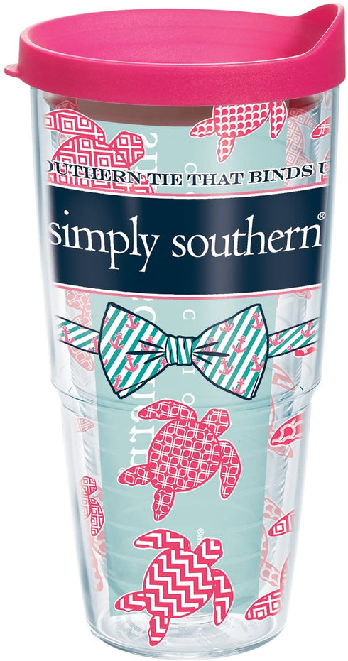 Tervis Simply Southern All Turtle Tumbler with Travel Lid, 24 oz, Clear