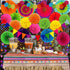 Recosis Fiesta Party Decorations, Multicoloured Tablecover Paper Fans Pompoms Paper Balloon Garlands Hanging Swirls Decorations for Fiesta Mexican Cinco De Mayo Taco Birthday Party Supplies