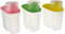 Basicwise Small BPA -Free Plastic Food Saver, Kitchen Food Cereal Storage Containers with Graduated Cap, Set of 3, Green, Pink, and Yellow (QI003216.3S)