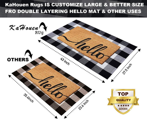 KaHouen Cotton Buffalo Check Rug 27.5 x 43 Inches, Buffalo Plaid Rug, Washable Hand-Woven Outdoor Checkered Rugs for Layered Door Mats/Kitchen/Farmhous (Christmas Porch Decor Mat)